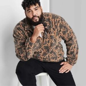 ORIGINAL USE Men's size XXLarge Fleece Brown and Black Paisley half Zip NEW $35